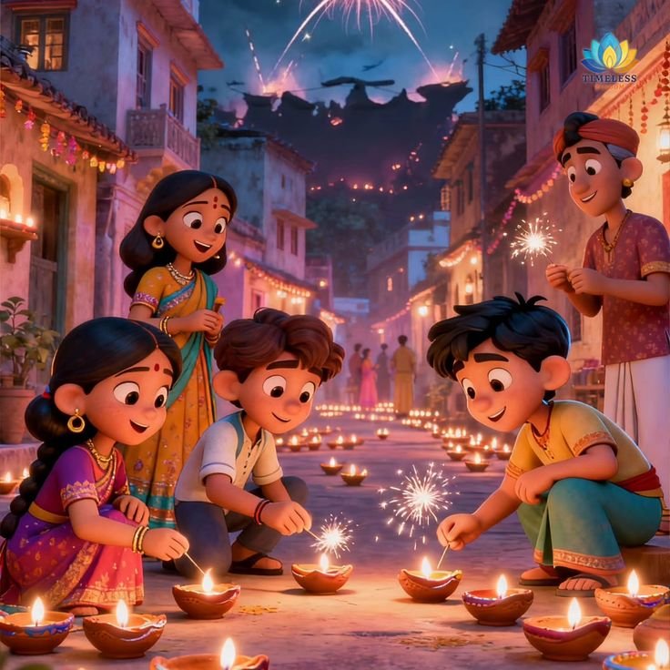 Family celebrating with crackers
